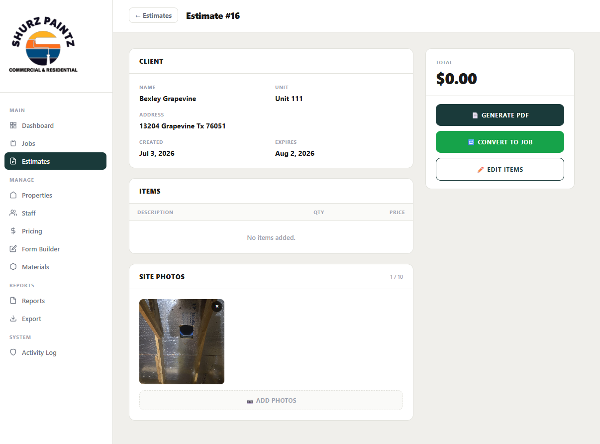 Estimate detail and convert to job