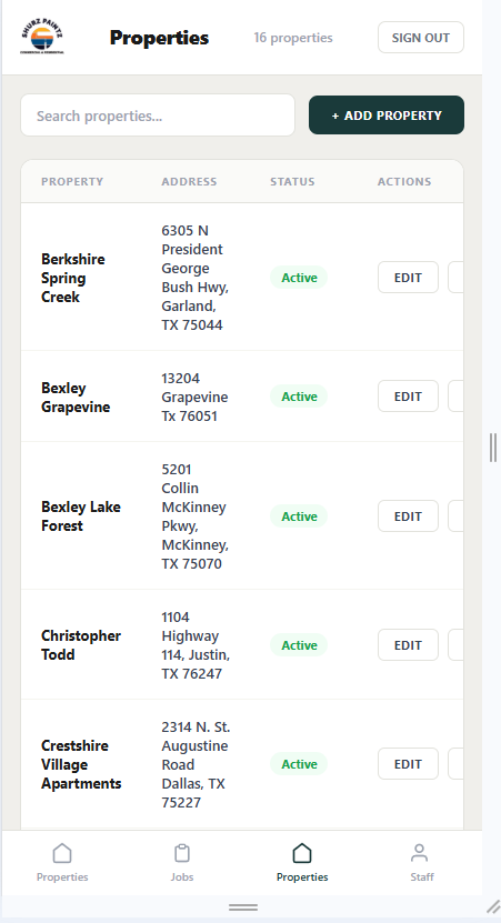 Properties list on mobile